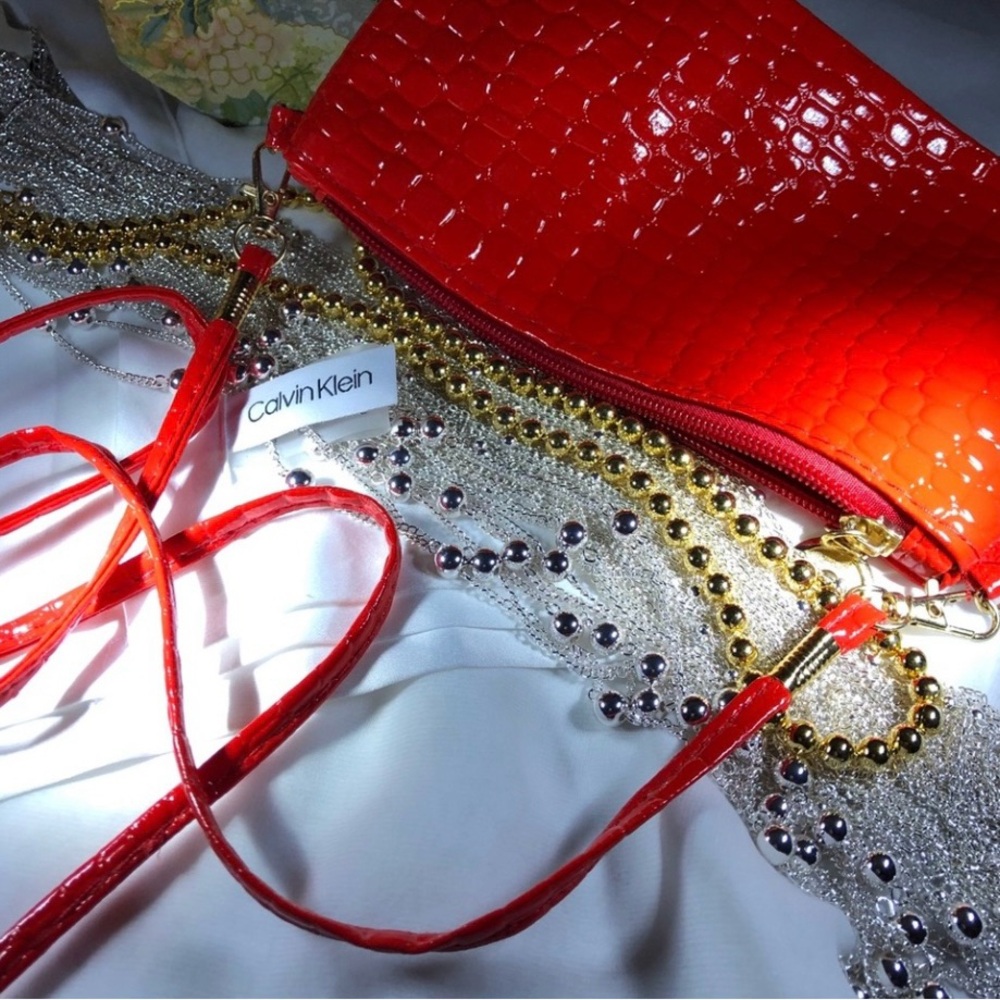 NAVY Crocodile design Glossy Red Crossbody Bag, NWT